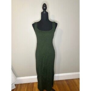WAYF | Green Ribbed Maxi Stretch Dress